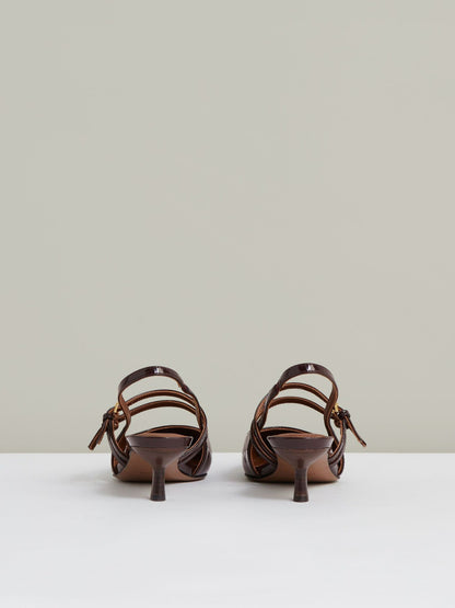 Leather Slingback Buckle Court Shoes in Oxblood Women | Reiss