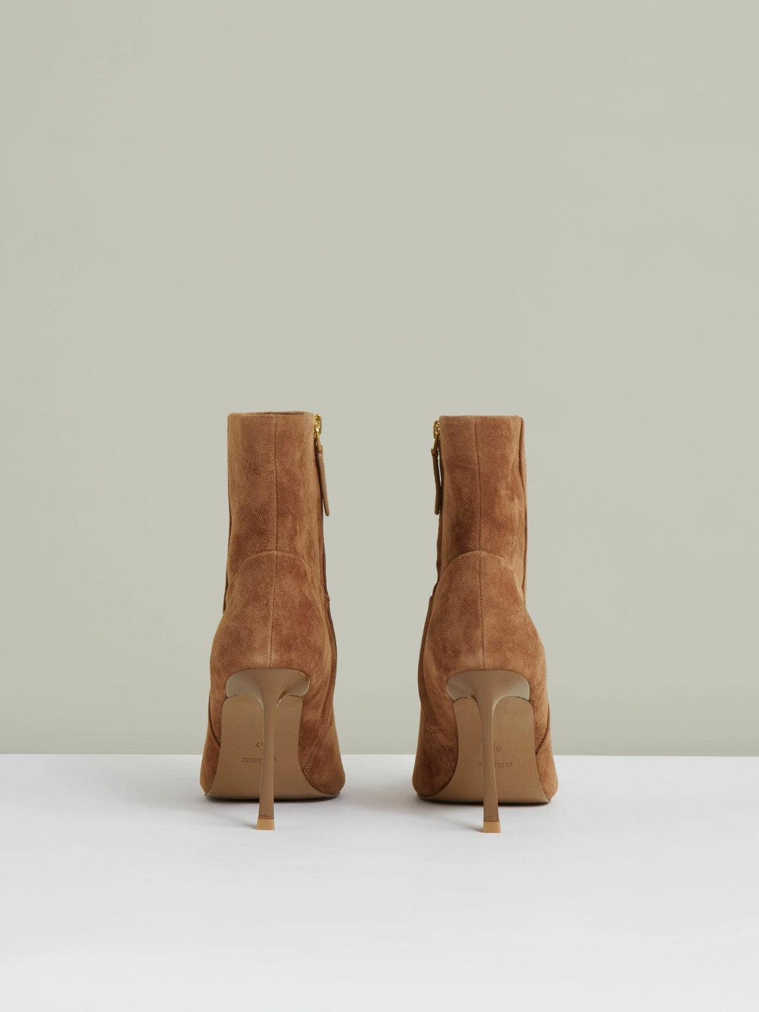 Suede High Heeled Ankle Boots in Tan Women | Reiss