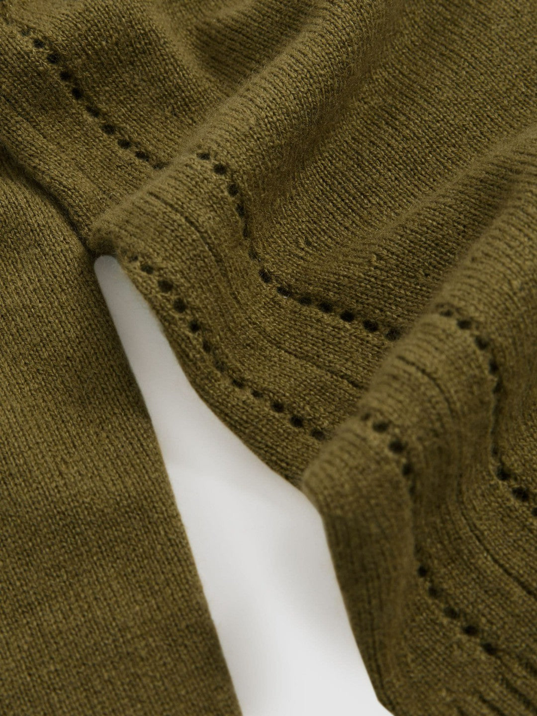 Wool-Blend Open-Stitch Jumper with Cashmere in Khaki Green Women | Reiss
