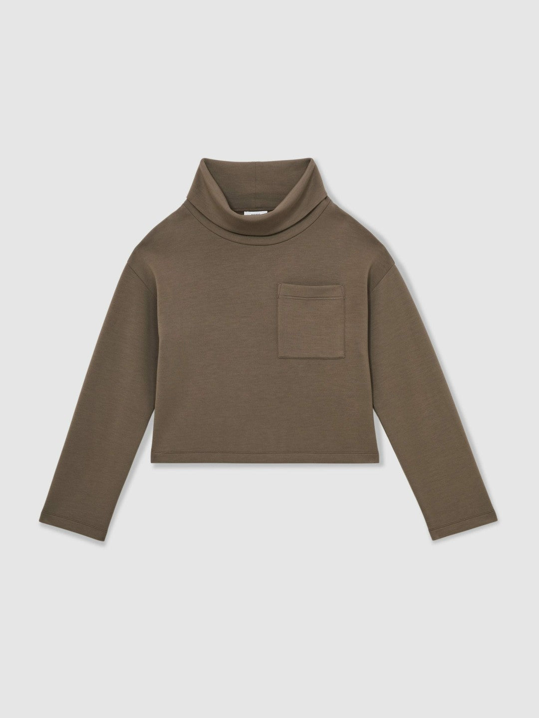 Interlock Jersey Funnel Neck Sweatshirt in Khaki Green Women | Reiss