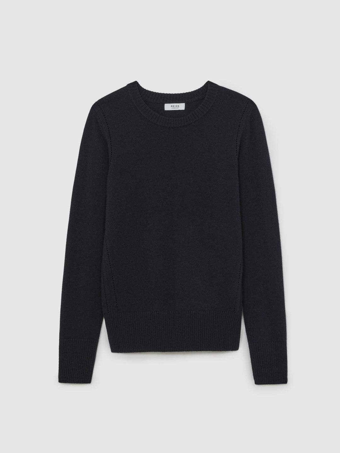 Wool-Blend Open-Stitch Jumper with Cashmere in Navy Women | Reiss