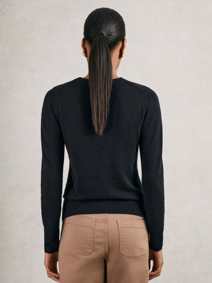 Wool-Blend Open-Stitch Jumper with Cashmere in Navy Women | Reiss