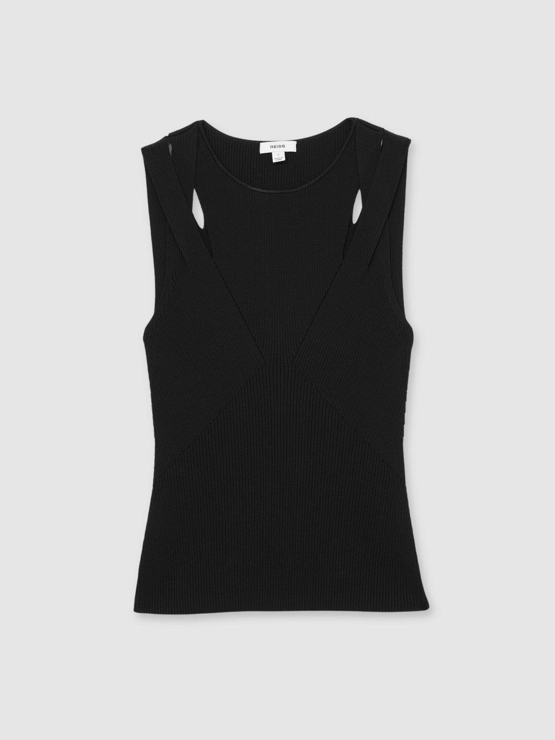 Cut-Out Rib-Knit Vest in Black Women | Reiss