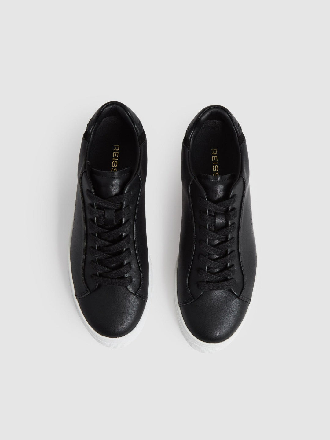 Leather Low-Top Trainers in Black Women | Reiss
