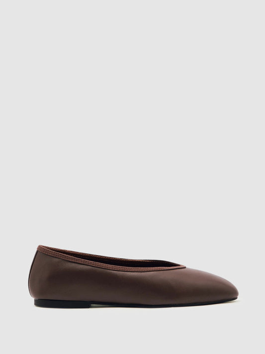 Nappa Leather Ballet Flats in Brown Women | Reiss