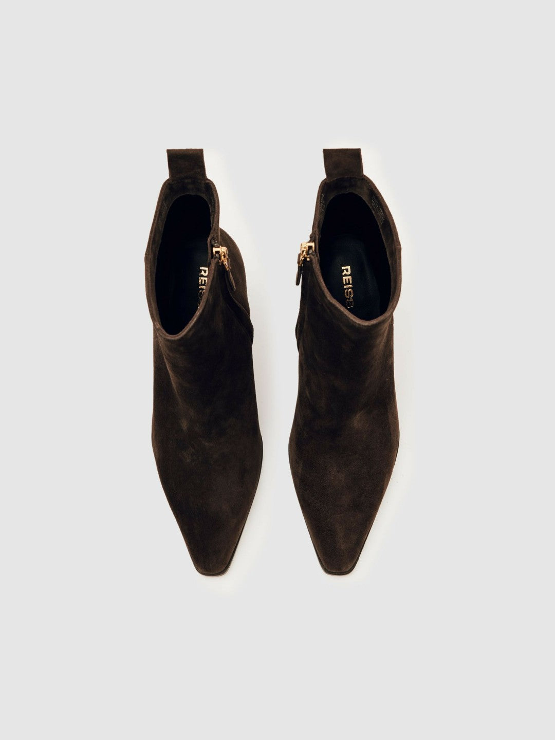 Suede Block-Heel Ankle Boots in Chocolate Women | Reiss