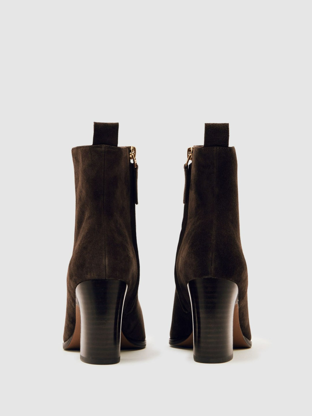 Suede Block-Heel Ankle Boots in Chocolate Women | Reiss