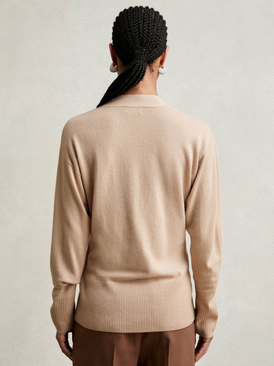 Wool-Blend Fitted Cardigan With Cashmere in Neutral Women | Reiss