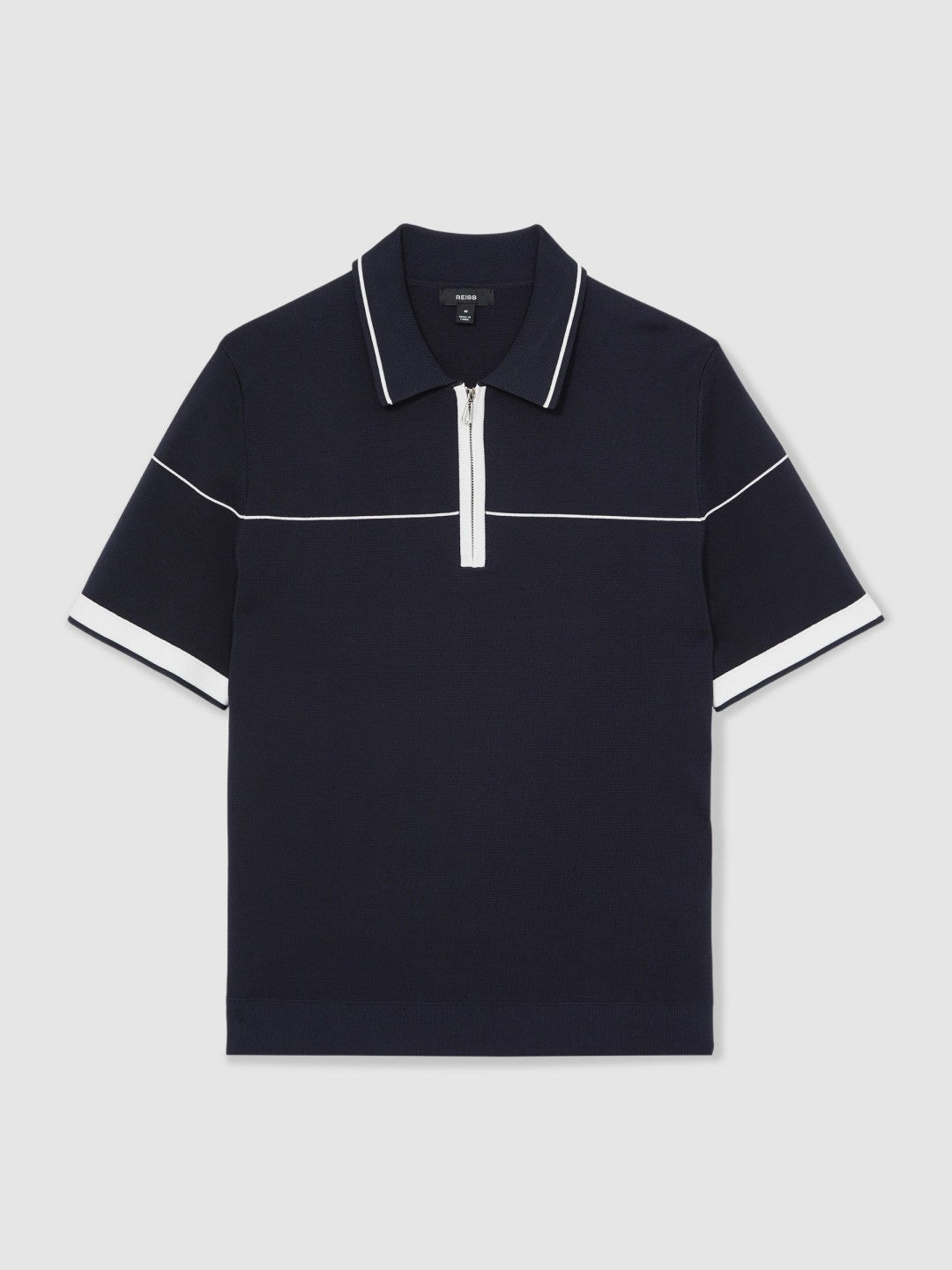 Half Zip Tipped Polo Shirt in Navy/White Men | Reiss