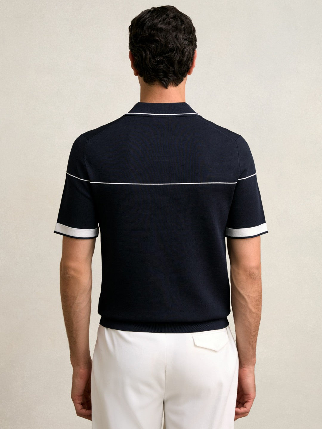 Half Zip Tipped Polo Shirt in Navy/White Men | Reiss