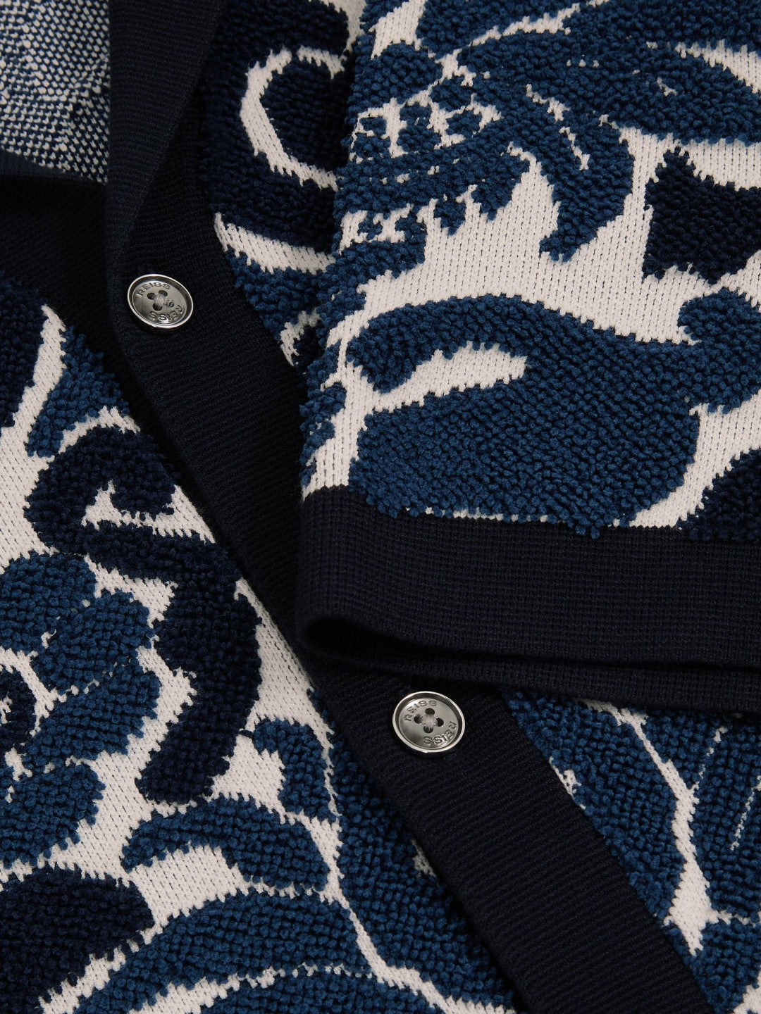 Paisley Jacquard Knit Shirt in Navy Blue/White Men | Reiss