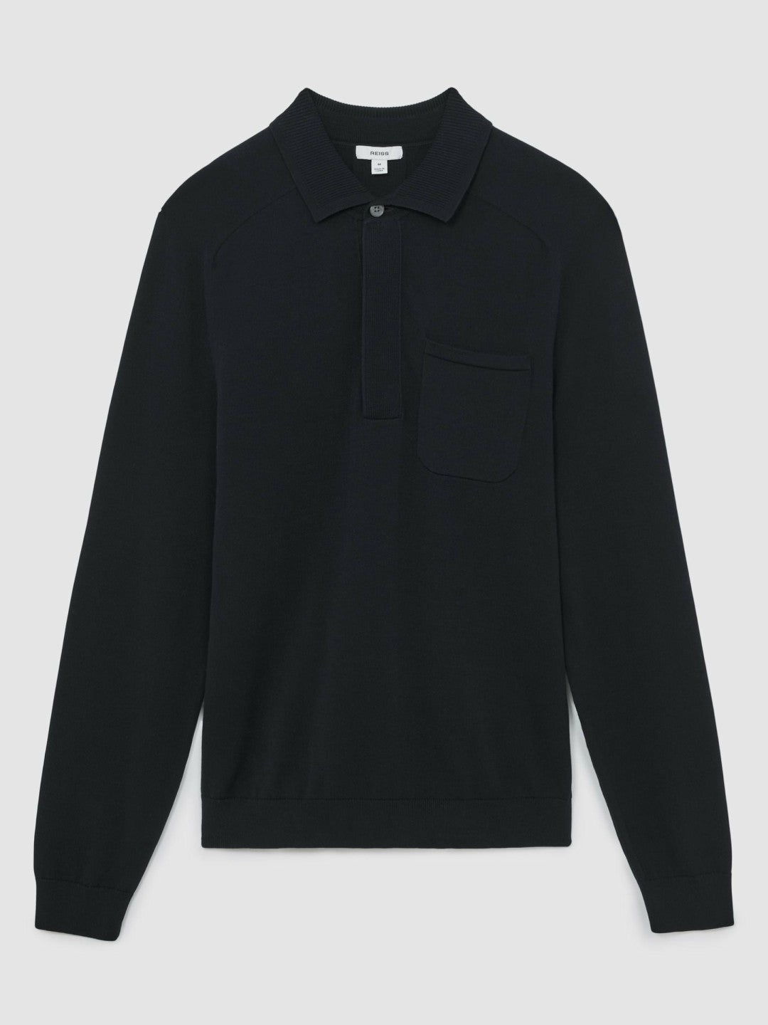 Cotton Concealed Placket Polo Shirt in Navy Men | Reiss