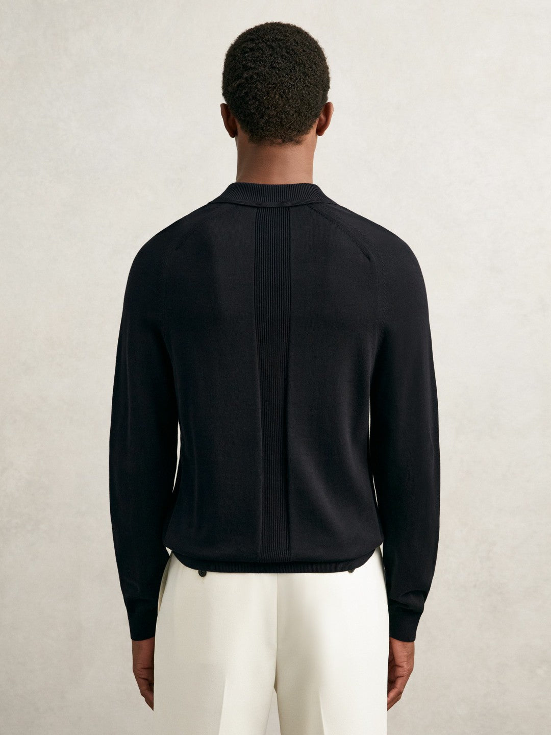 Cotton Concealed Placket Polo Shirt in Navy Men | Reiss