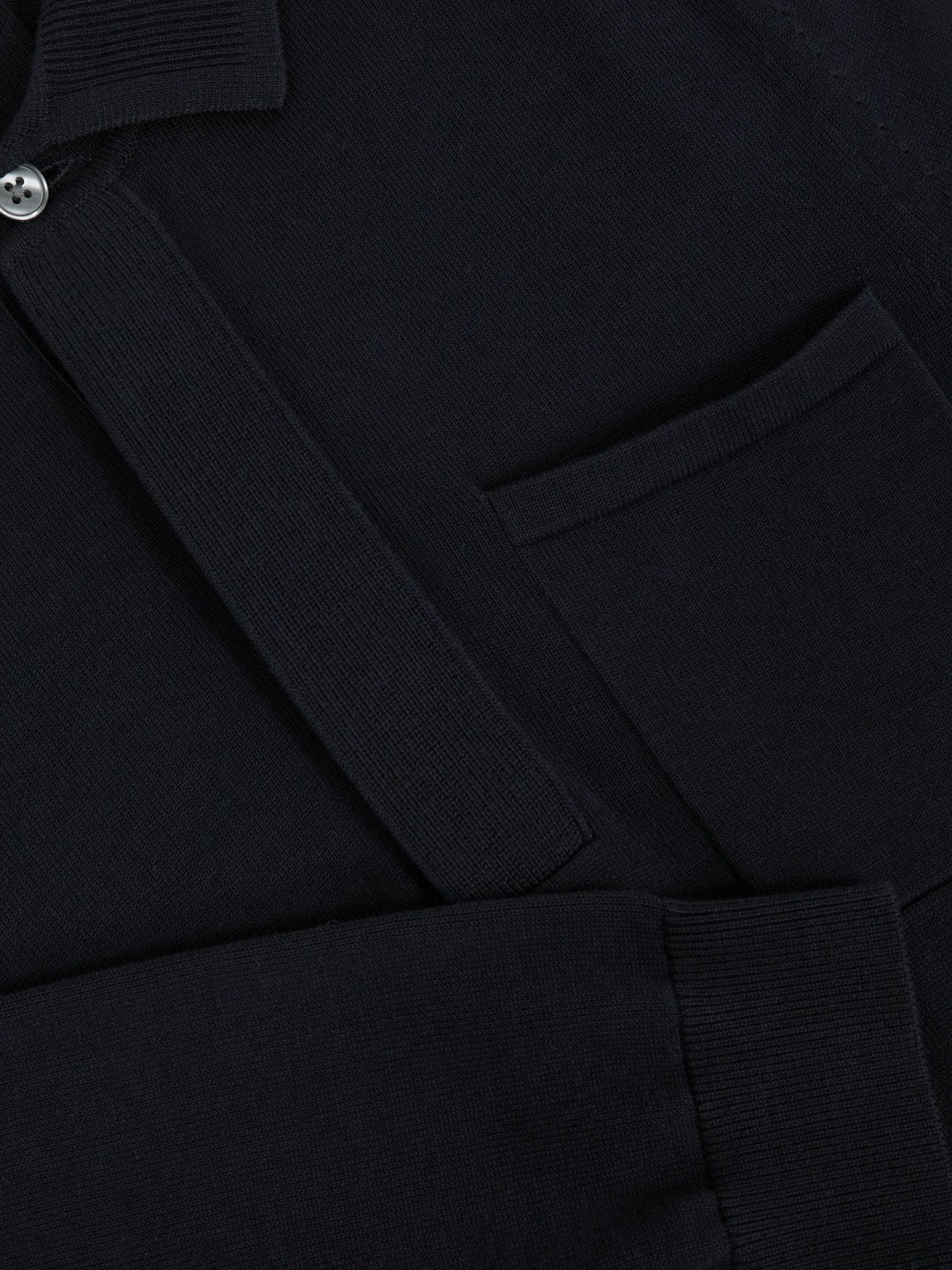 Cotton Concealed Placket Polo Shirt in Navy Men | Reiss