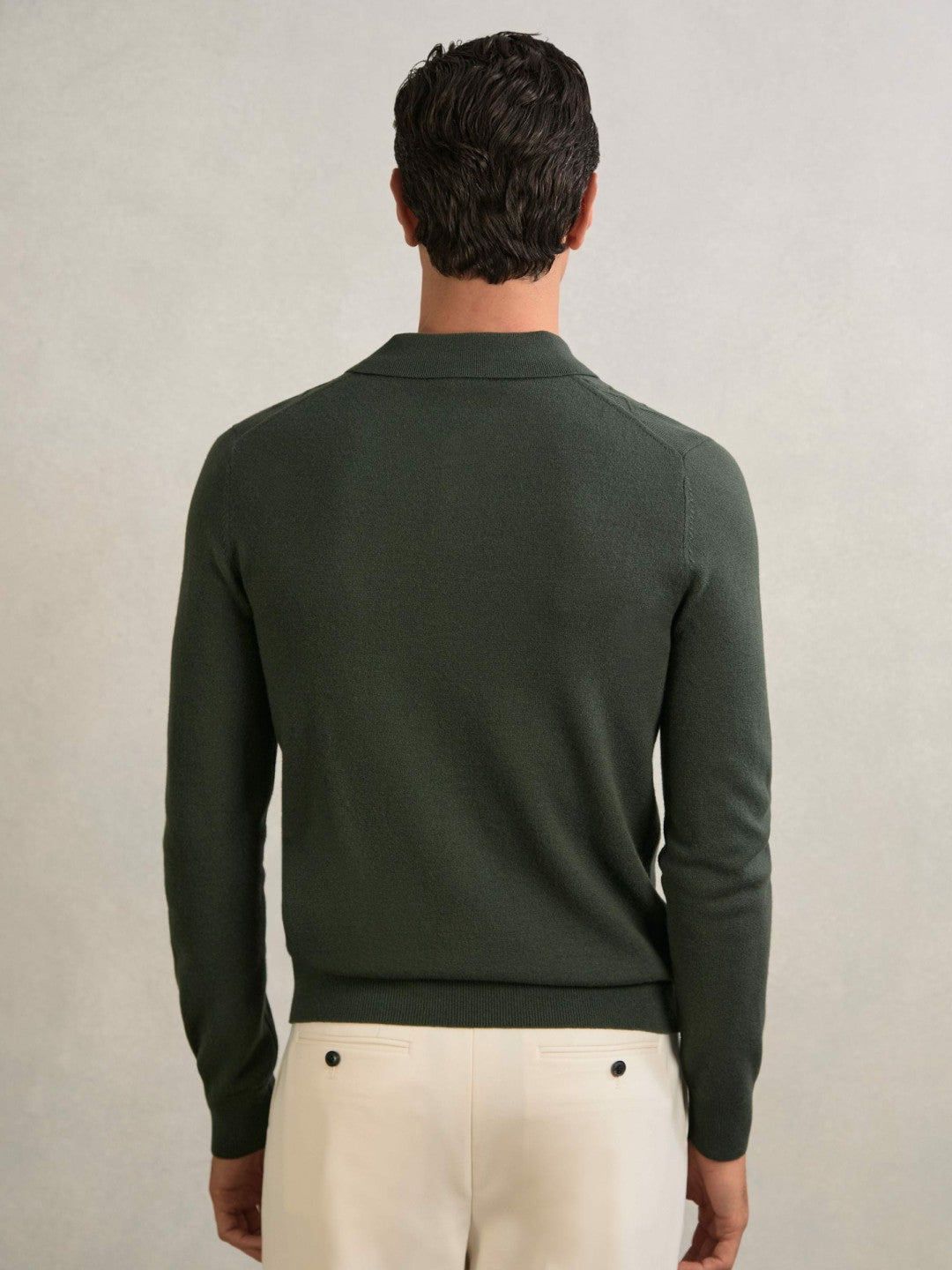 Wool V-Stitch Button-Through Cardigan in Forest Green Men | Reiss
