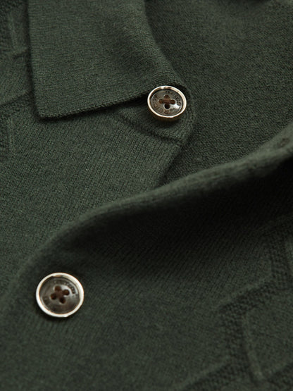 Wool V-Stitch Button-Through Cardigan in Forest Green Men | Reiss