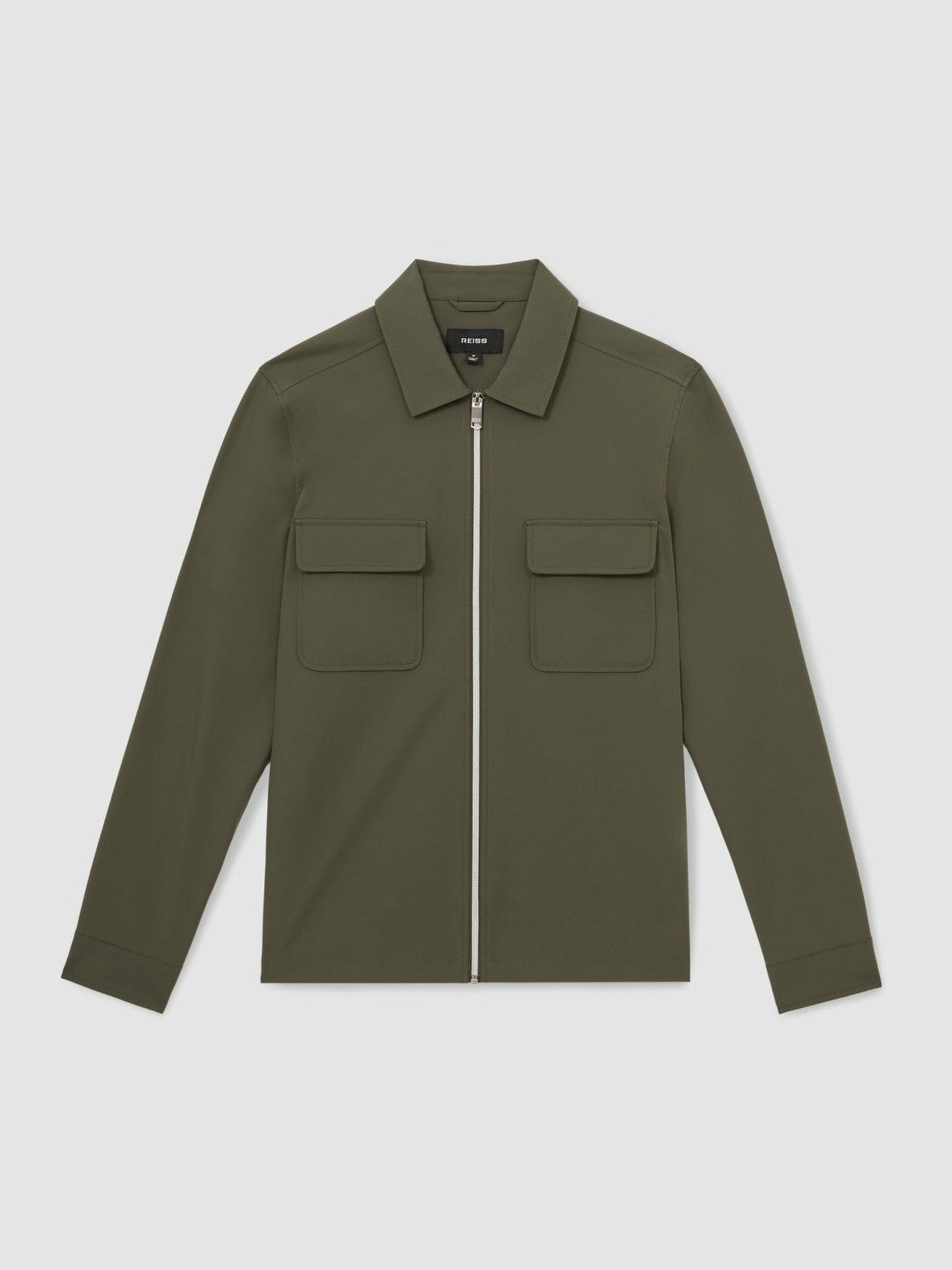 Technical Zip-Through Overshirt in Green Men | Reiss