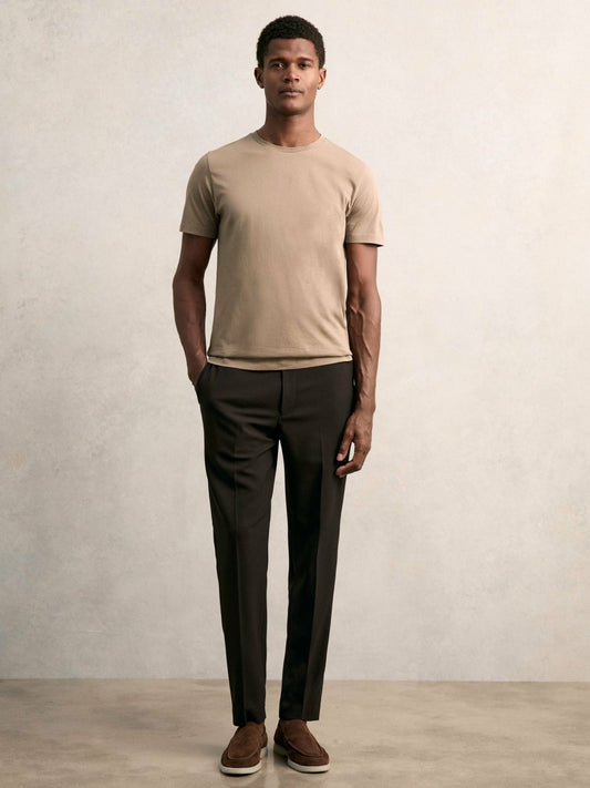 Cotton Crew Neck T-Shirt in Light Taupe Brown Men | Reiss