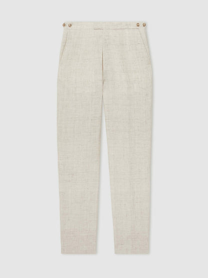 Linen-Cotton Slim-Fit Suit Trousers in Stone Men | Reiss