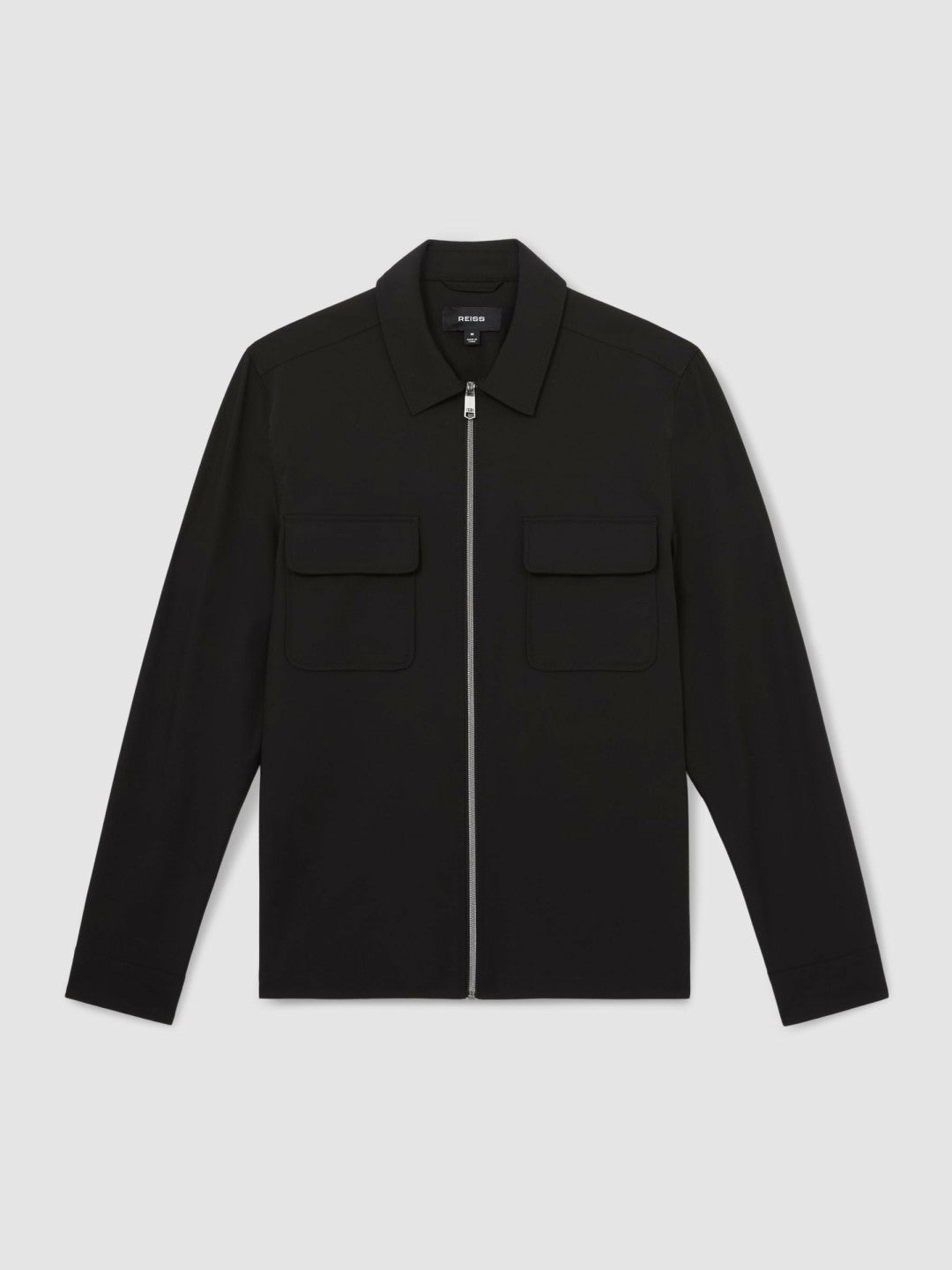 Technical Zip-Through Overshirt in Black Men | Reiss