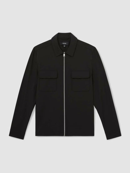 Technical Zip-Through Overshirt in Black Men | Reiss