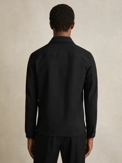 Technical Zip-Through Overshirt in Black Men | Reiss