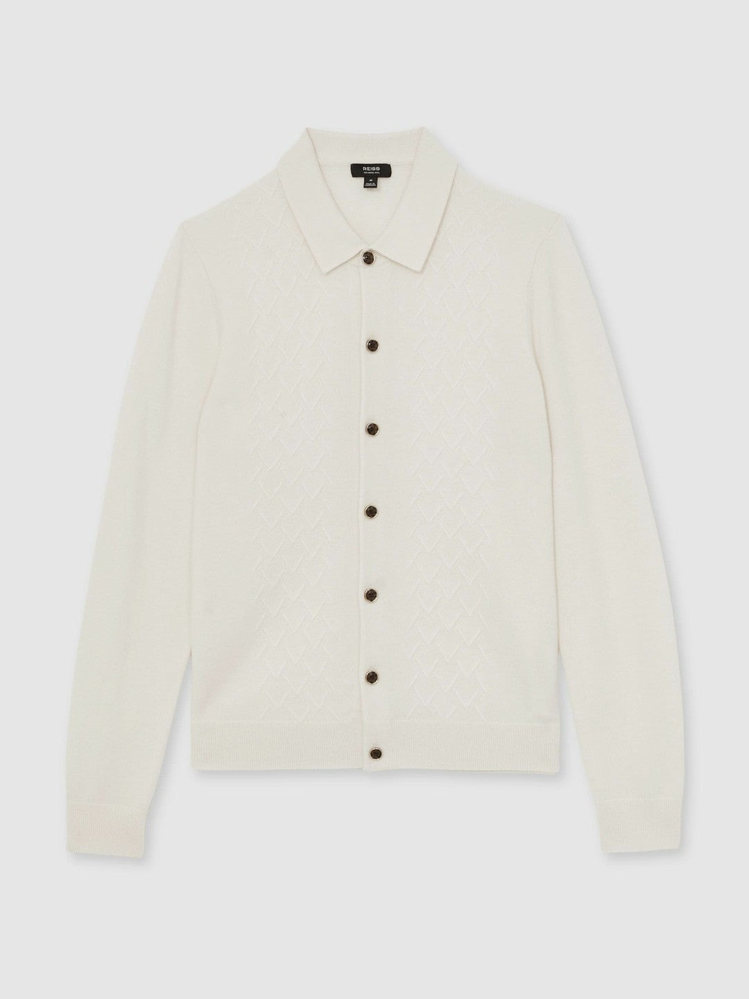 Wool V-Stitch Button-Through Cardigan in Off White Men | Reiss
