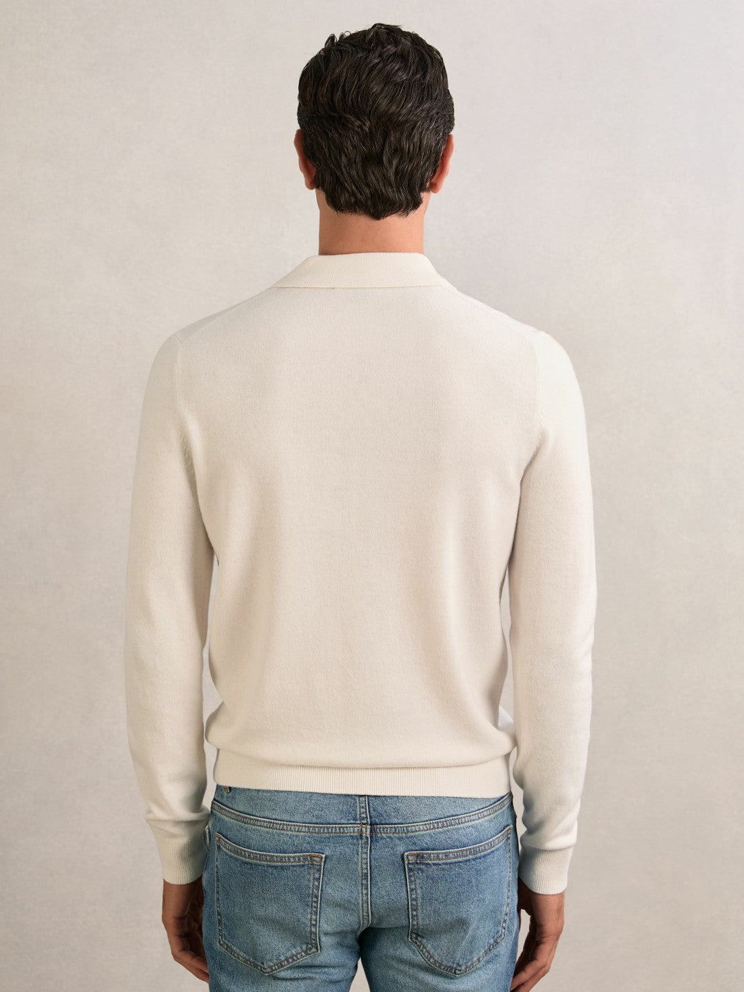 Wool V-Stitch Button-Through Cardigan in Off White Men | Reiss