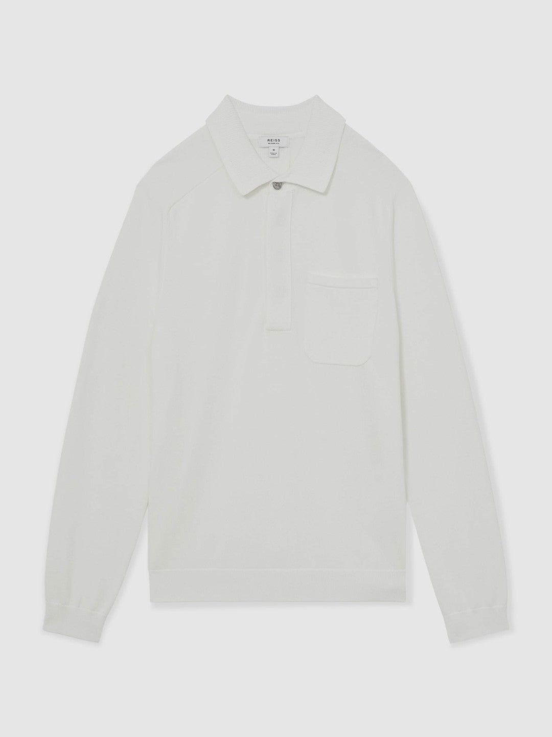 Cotton Concealed Placket Polo Shirt in White Men | Reiss