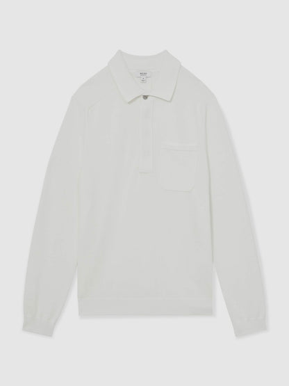 Cotton Concealed Placket Polo Shirt in White Men | Reiss