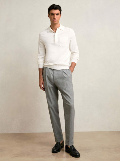Cotton Concealed Placket Polo Shirt in White Men | Reiss