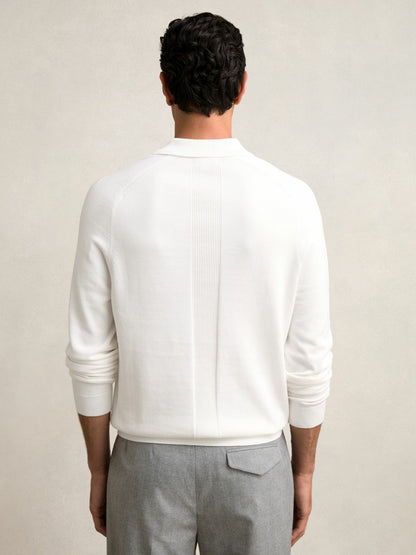 Cotton Concealed Placket Polo Shirt in White Men | Reiss