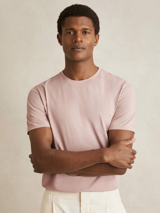 Cotton Crew Neck T-Shirt in Soft Pink Men | Reiss
