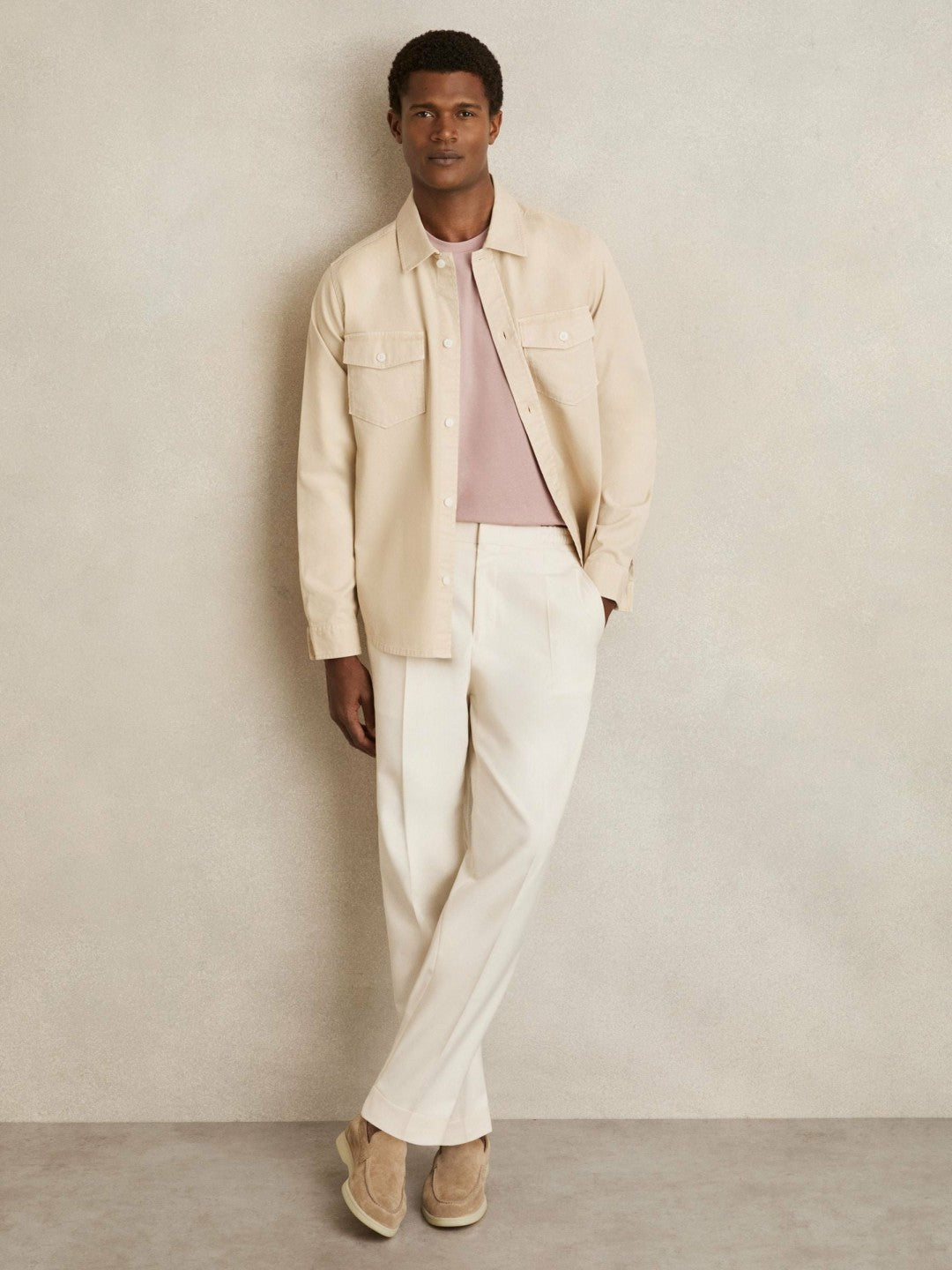 Cotton Crew Neck T-Shirt in Soft Pink Men | Reiss