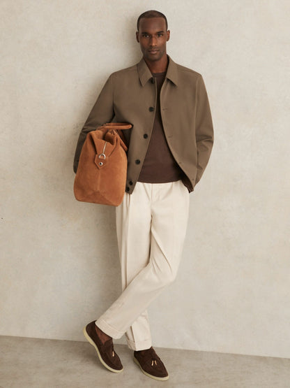 Technical Button Through Jacket in Chestnut Brown Men | Reiss