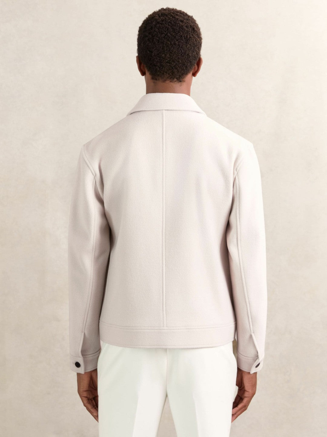 Wool Blend Twin Pocket Zipped Jacket in Ivory Men | Reiss