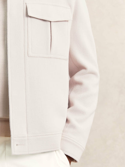 Wool Blend Twin Pocket Zipped Jacket in Ivory Men | Reiss
