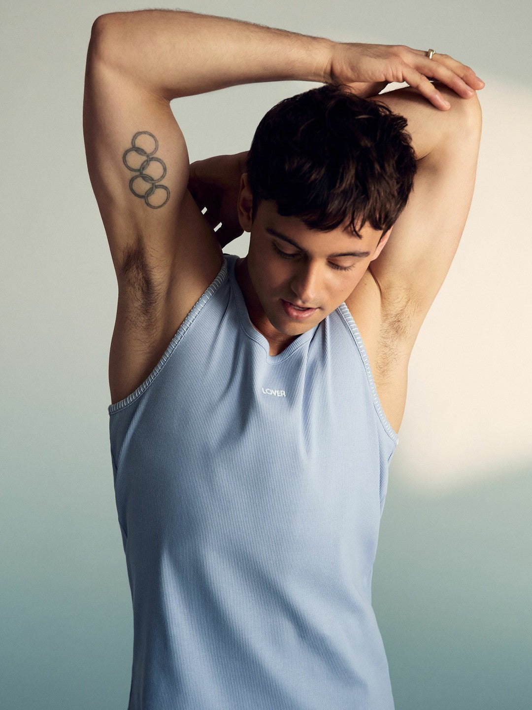 | Tom Daley Cotton Lover Vest with Stretch in Soft Blue Men | Reiss