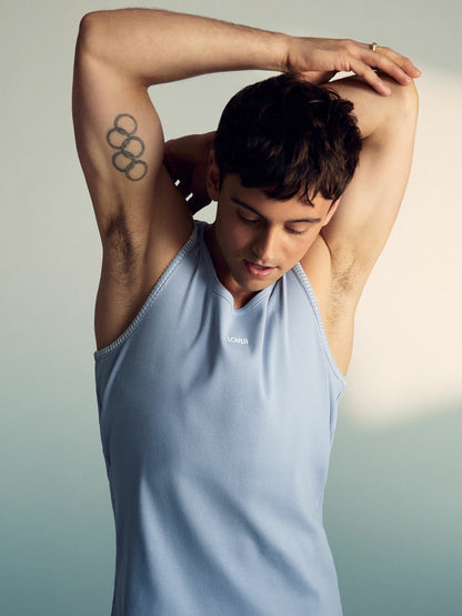 | Tom Daley Cotton Lover Vest with Stretch in Soft Blue Men | Reiss