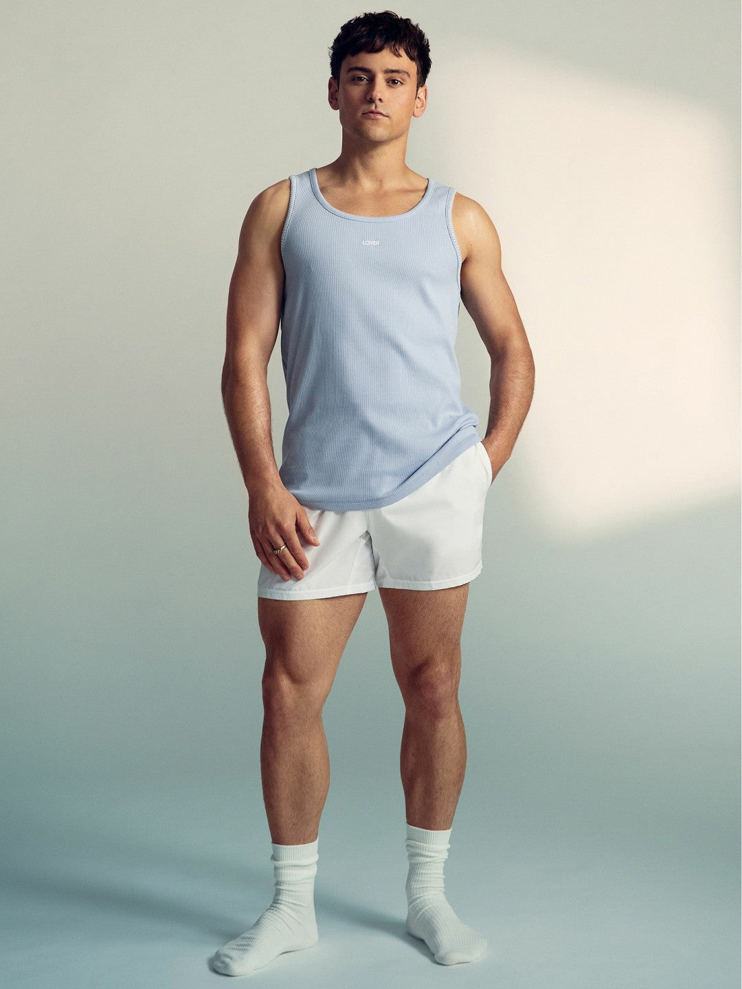 | Tom Daley Cotton Lover Vest with Stretch in Soft Blue Men | Reiss