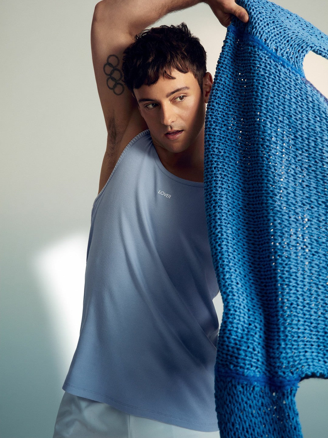 | Tom Daley Cotton Lover Vest with Stretch in Soft Blue Men | Reiss