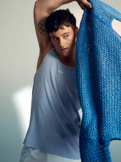| Tom Daley Cotton Lover Vest with Stretch in Soft Blue Men | Reiss