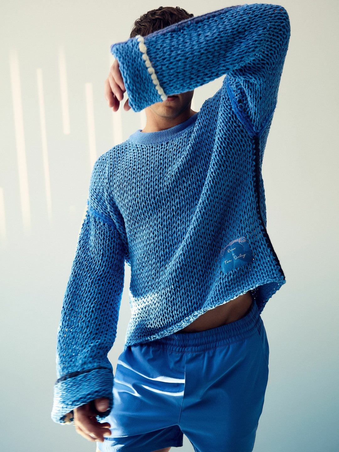 | Tom Daley Chunky Knit Jumper in Soft Blue Men | Reiss