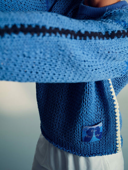 | Tom Daley Chunky Knit Jumper in Soft Blue Men | Reiss