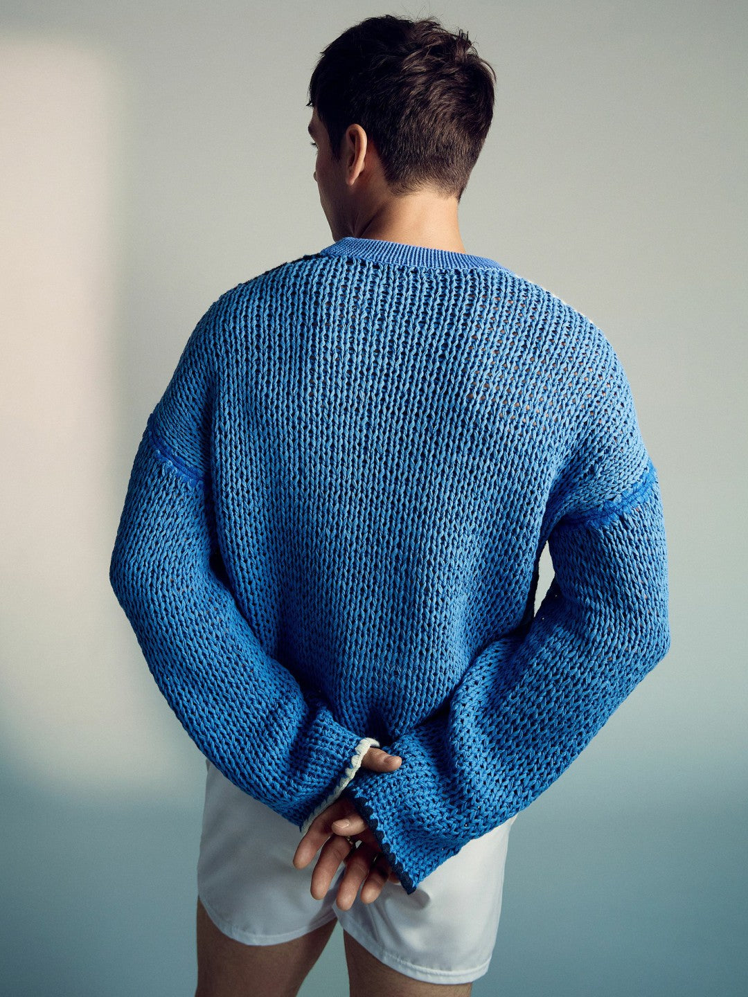 | Tom Daley Chunky Knit Jumper in Soft Blue Men | Reiss