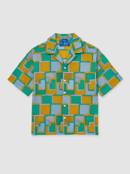 | Tom Daley Tile Crochet Shirt in Yellow/Green/Blue Multi Men | Reiss