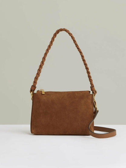 Suede Plaited-Strap Cross-Body Bag in Tan Women | Reiss