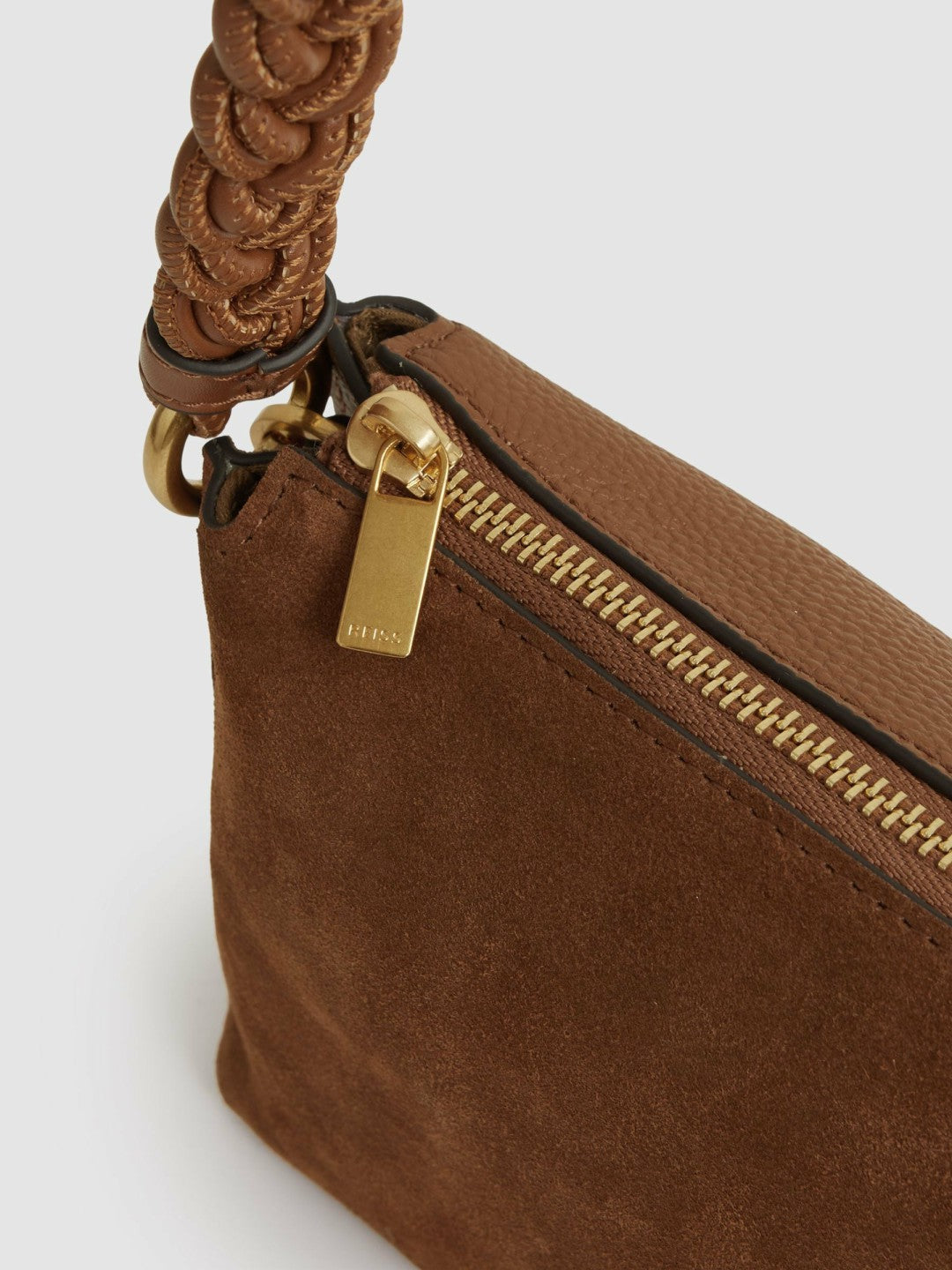 Suede Plaited-Strap Cross-Body Bag in Tan Women | Reiss