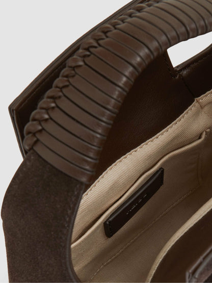 Suede Shoulder Bag in Chocolate Women | Reiss