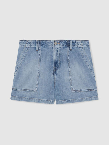 Good American Denim Shorts With Linen in Indigo Blue Women | Reiss